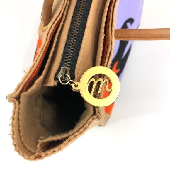 Rare Michael Simon Kangaroo Tote Bag Colorful Felt Carryall Designer Artsy Purse - Picture 5 of 13